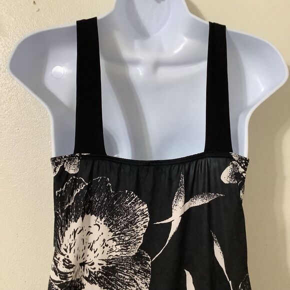 Vintage Y2K Black Beachy Summer Tropical Boho Floral Vacation Strappy Top L - Picture 6 of 9